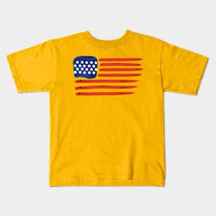 4th of July Brushed American Flag For Patriots Kids T-Shirt